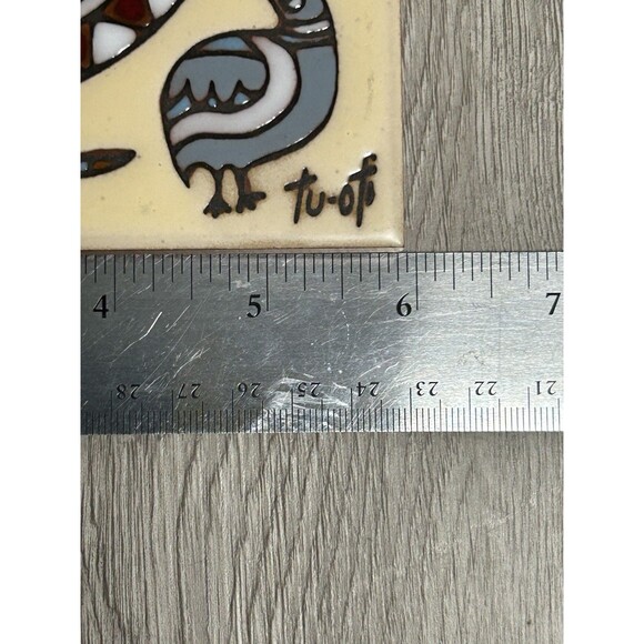 Vintage Earthtones Southwestern Tile Art Trivet Tu-oti Native American 6” - Picture 6 of 6